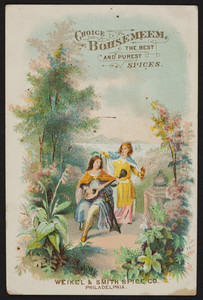 Trade card for Choice Bohsemeem, the best and purest spices, Weikel & Smith Spice Co., Philadelphia, Pennsylvania, undated