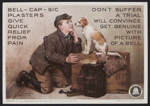 Trade card for Bell-Cap-Sic Plasters, J.M. Grosvenor & Co., Boston, Mass., 1899