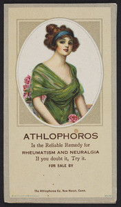 Trade card for Athlophoros, rheumatism and neuralgia, The Athlophoros Co., New Haven, Connecticut, undated
