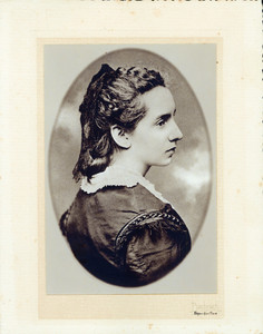 Reproduction of head-and-shoulders studio portrait of Mary Bowen Holt, right profile, Bachrach, New York, New York