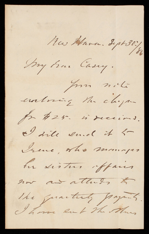John Weir to Thomas Lincoln Casey, September 30, 1886