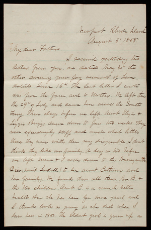 Thomas Lincoln Casey to General Silas Casey, August 3, 1858