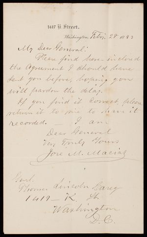 [Jose] M. Macias to Thomas Lincoln Casey, February 28, 1893