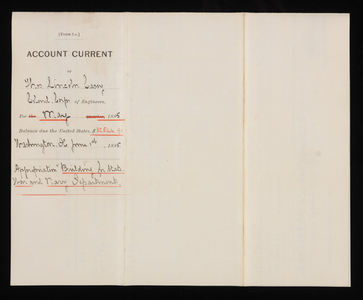 Accounts Current of Thos. Lincoln Casey - May 1885, June 1, 1885