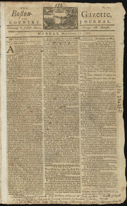 The Boston-Gazette, and Country Journal, 17 November 1766 (includes supplement)