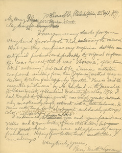 Letter from Benjamin Smith Lyman to Henry G. Ives