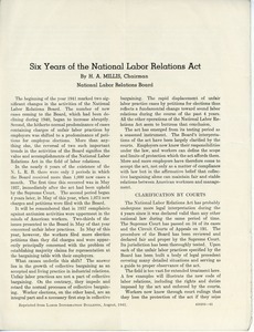 Six years of the National Labor Relations Act