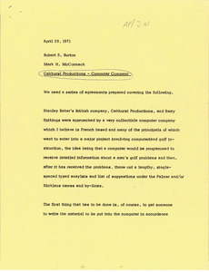 Memorandum from Mark H. McCormack to Robert S. Burton