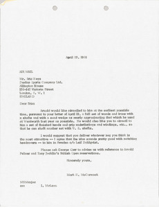 Letter from Mark H. McCormack to Dunlop Sports Company Limited