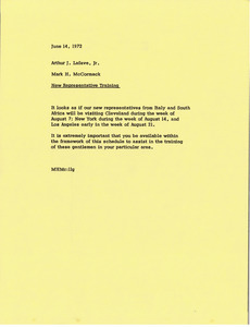 Memorandum from Mark H. McCormack to Arthur J. Lafave