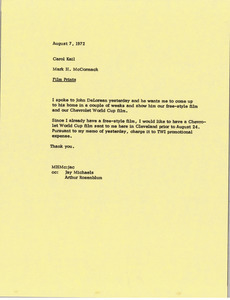 Memorandum from Mark H. McCormack to Carol Kail