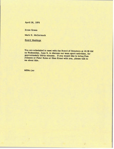 Memorandum from Mark H. McCormack to Ernie Green