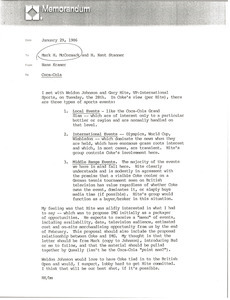 Memorandum from Hans Kramer to Mark H. McCormack and H. Kent Stanner