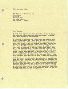 Letter from Mark H. McCormack to Hunter L. Delatour