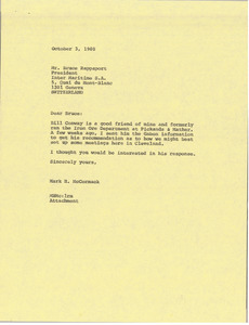 Letter from Mark H. McCormack to Bruce Rappaport