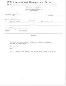 Fax from Ayn Robbins to Bobbie Lemmo