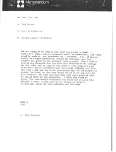 Memorandum from Mark H. McCormack to Jeff Harvey