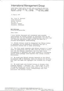 Letter from Mark H. McCormack to Colin M. Marshall