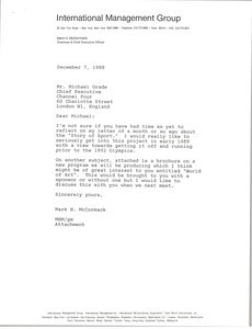 Letter from Mark H. McCormack to Michael Grade