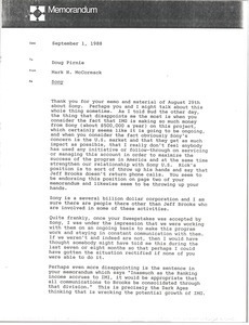 Memorandum from Mark H. McCormack to Doug Pirnie