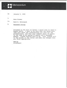 Memorandum from Mark H. McCormack to Hans Kramer