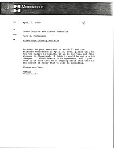 Memorandum from Mark H. McCormack to David Osborne and Arthur Rosenblum