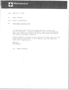 Memorandum from Mark H. McCormack to Mike Curnow