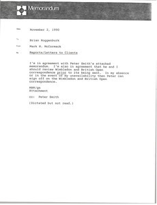 Memorandum from Mark H. McCormack to Brian Roggenburk