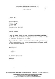 Letter from Mark H. McCormack to John Mulcahy