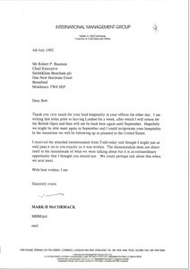 Letter from Mark H. McCormack to Robert P. Bauman