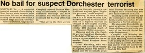 No bail for suspect Dorchester terrorist