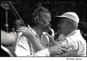 Dave Brubeck greeting George T. Simon at Jackie Robinson's jazz concert