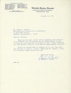 Letter from Edward W. Brooke to Elmer C. Bartels