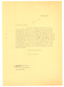 Letter from W. E. B. Du Bois to Henry K. Craft