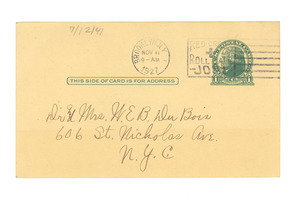 Letter from A. E. Jensen and Harmon Reed to Dr. and Mrs. W. E. B. Du Bois