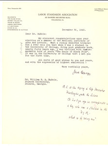 Letter from Jacob Billikopf to W. E. B. Du Bois