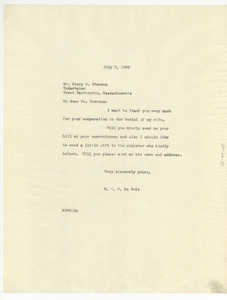 Letter from W. E. B. Du Bois to Henry A. Stevens
