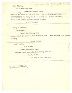 Telegrams sent by W. E. B. Du Bois