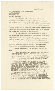 Protest given to President Eisenhower