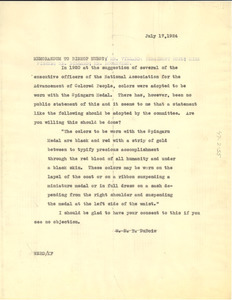 Memo from W. E. B. Du Bois to John Hurst