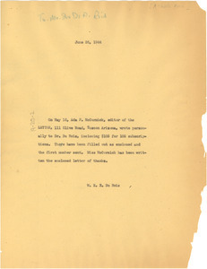 Letter from W. E. B. Du Bois to Ira De A. Reid