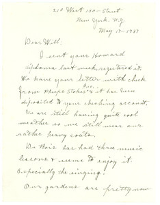 Letter from Nina Du Bois to W. E. B. Du Bois
