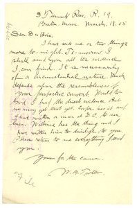 Letter from William Monroe Trotter to W. E. B. Du Bois