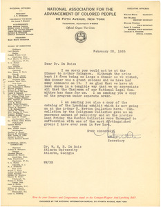 Letter from National Association for the Advancement of Colored People to W. E. B. Du Bois