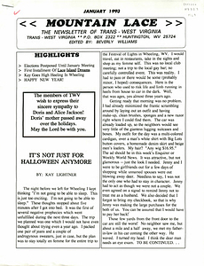 Mountain Lace: The Newsletter of Trans- West Virginia (January, 1993)