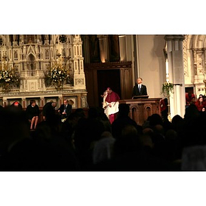 President Barack Obama speaking at Boston Marathon interfaith memorial service at The Cathedral of The Holy Cross