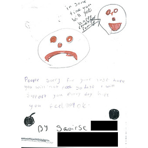 Letter of support from a child in Tipperary, Ireland