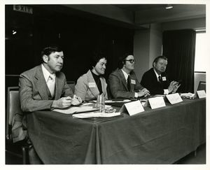 A panel discussion at Sawyer Business School