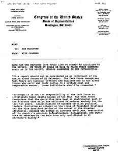 Memorandum from Mike Chapman to James P. McGovern regarding additions to the Task Force Interim Report, 25 April 1990