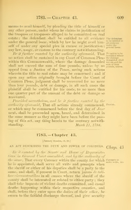 1783 Chap. 0043 An Act Describing The Duty And Power Of Coroners.